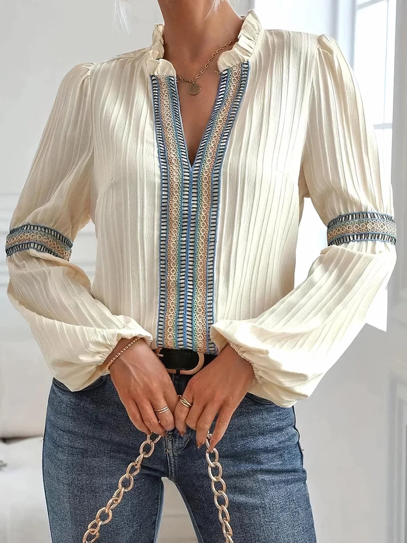 Belle - Stunning V-Neck Blouse