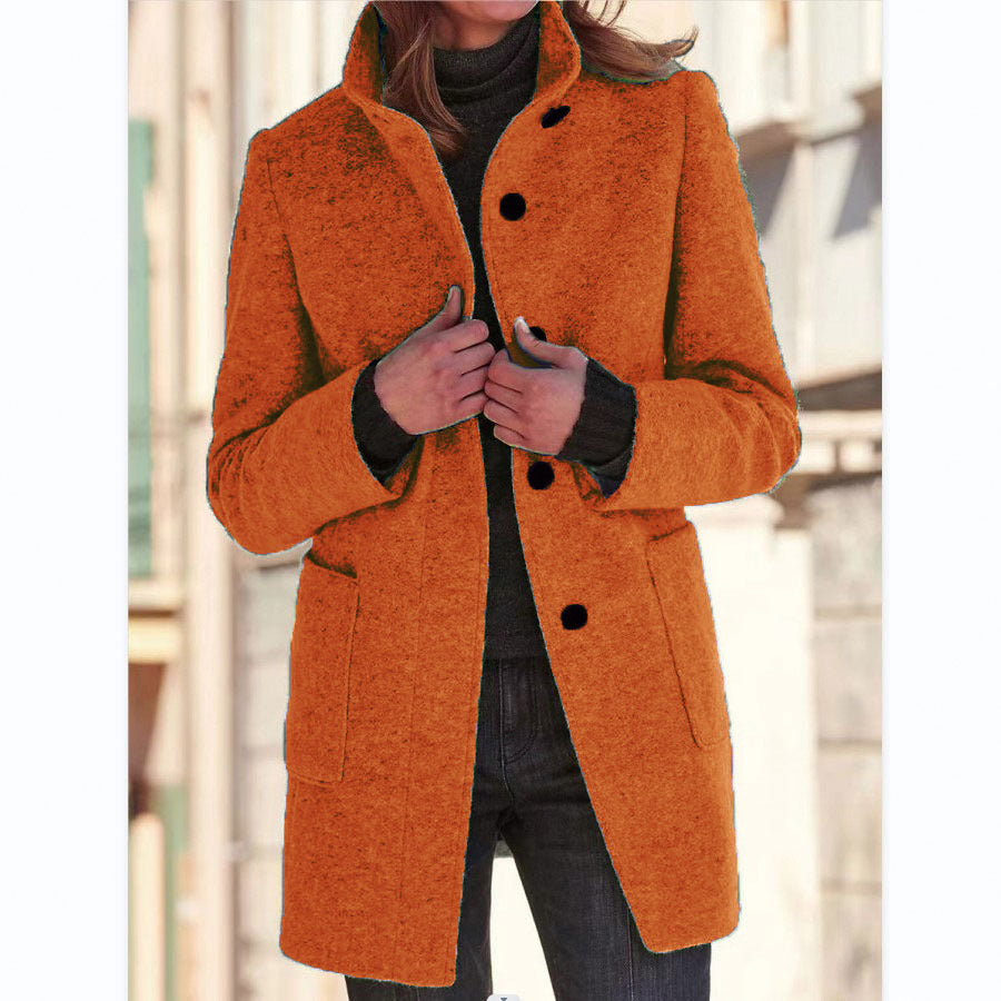 Autumn - RETRO WOMEN'S WIND JACKET WITH BUTTONS AND STAND COLLAR