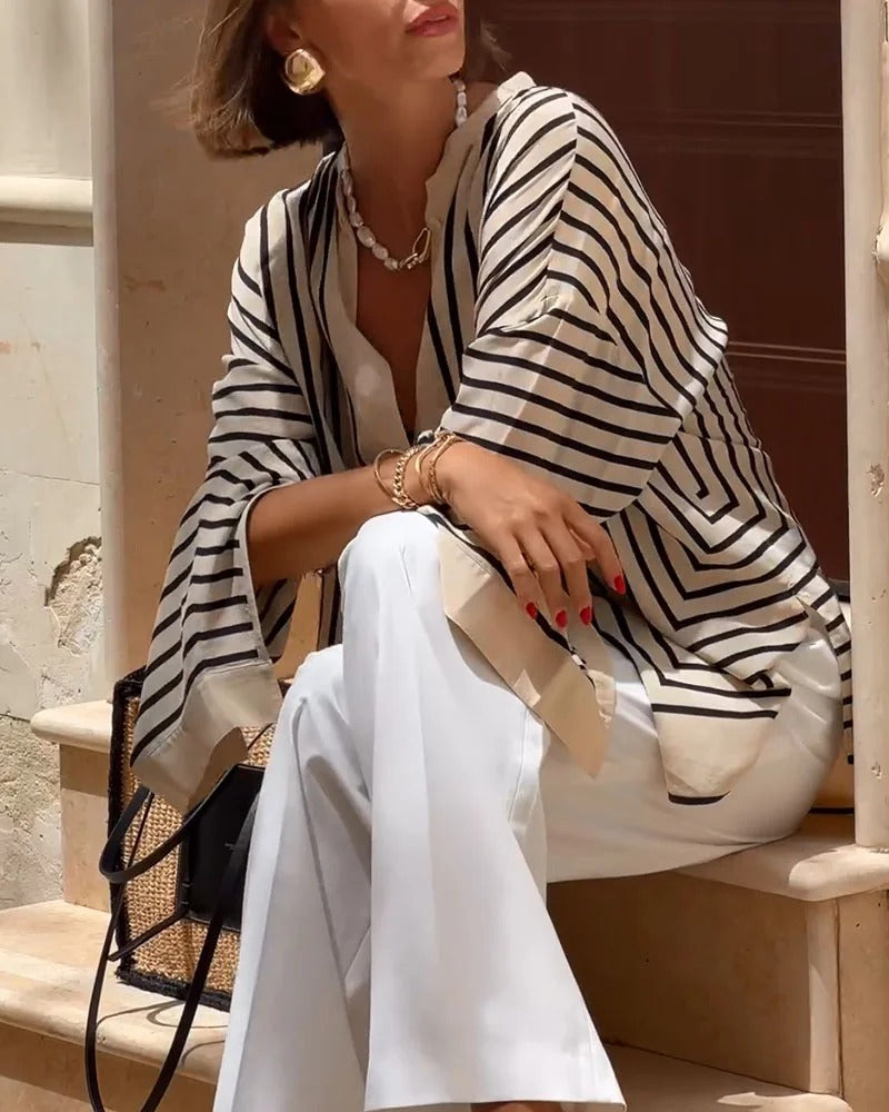 Nancy™ - STRIPED BLOUSE WITH ELEGANT DESIGN