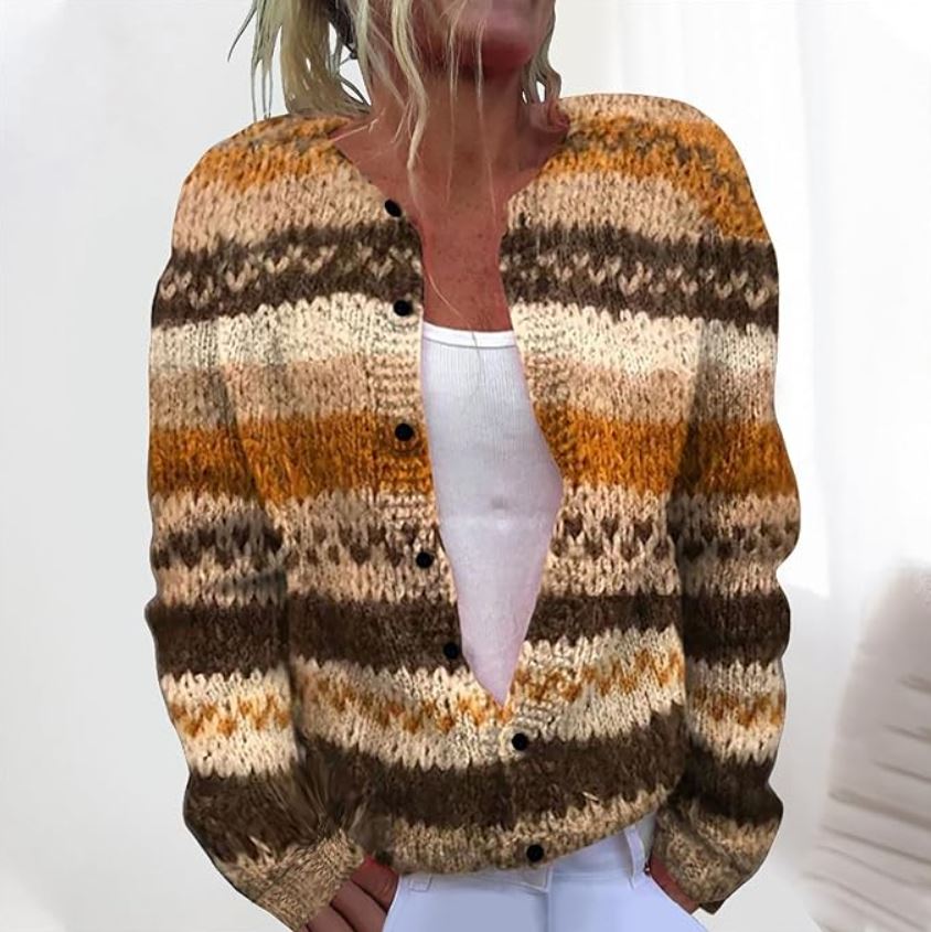 Tova - Brown Striped Cardigan