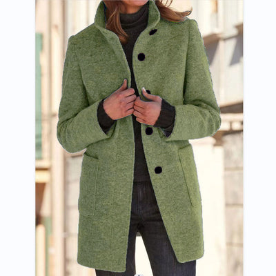 Autumn - RETRO WOMEN'S WIND JACKET WITH BUTTONS AND STAND COLLAR