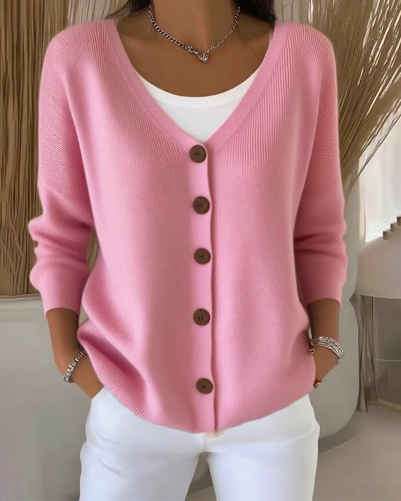 Cassie - BUTTONED PULLOVER WITH SOLID DESIGN