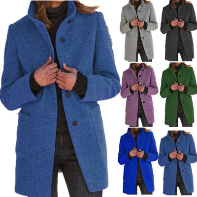 Autumn - RETRO WOMEN'S WIND JACKET WITH BUTTONS AND STAND COLLAR