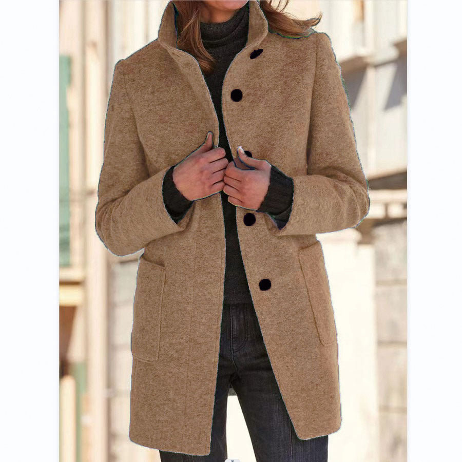 Autumn - RETRO WOMEN'S WIND JACKET WITH BUTTONS AND STAND COLLAR