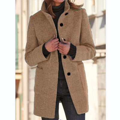 Autumn - RETRO WOMEN'S WIND JACKET WITH BUTTONS AND STAND COLLAR