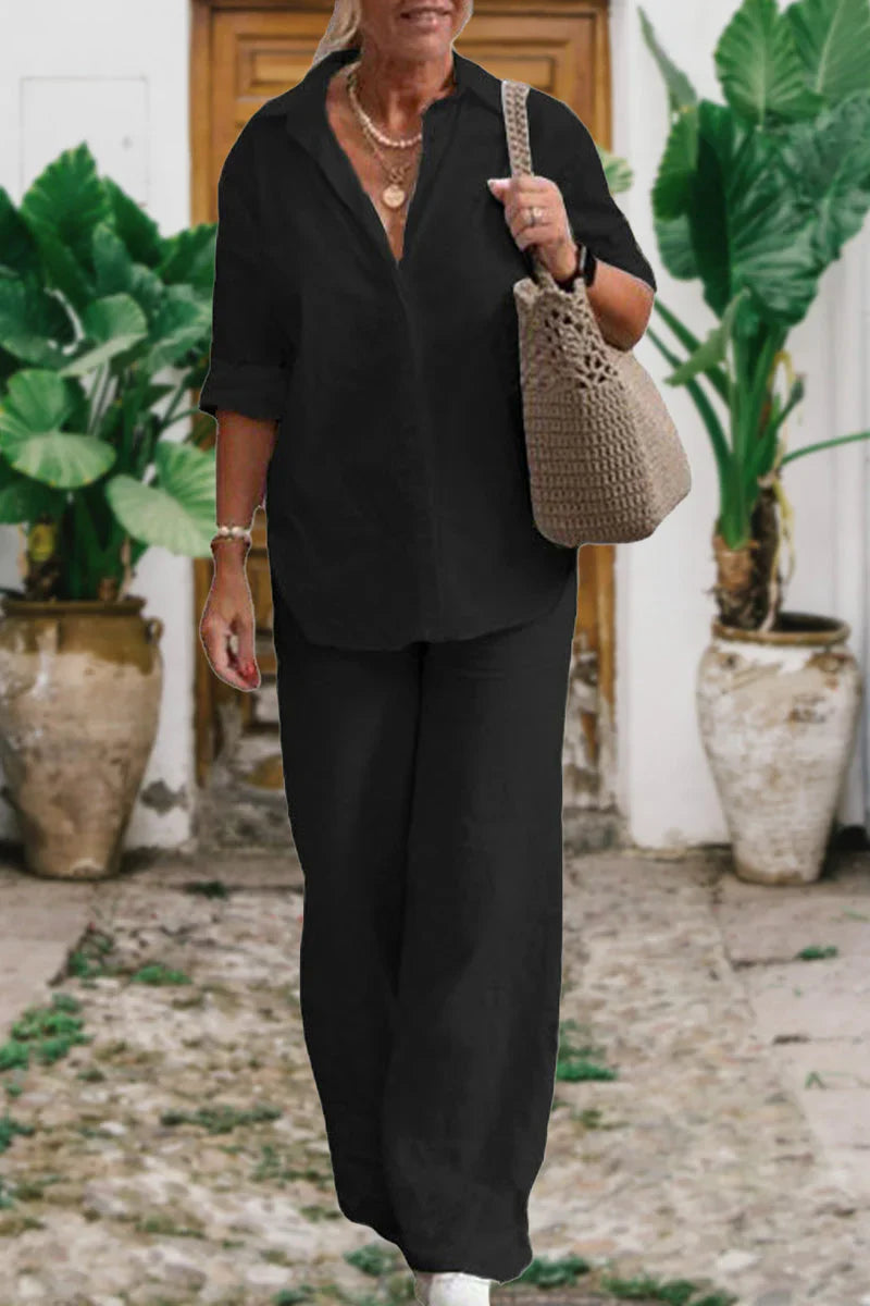 Emily - Relaxed Shirt & Trousers Two-Piece Set