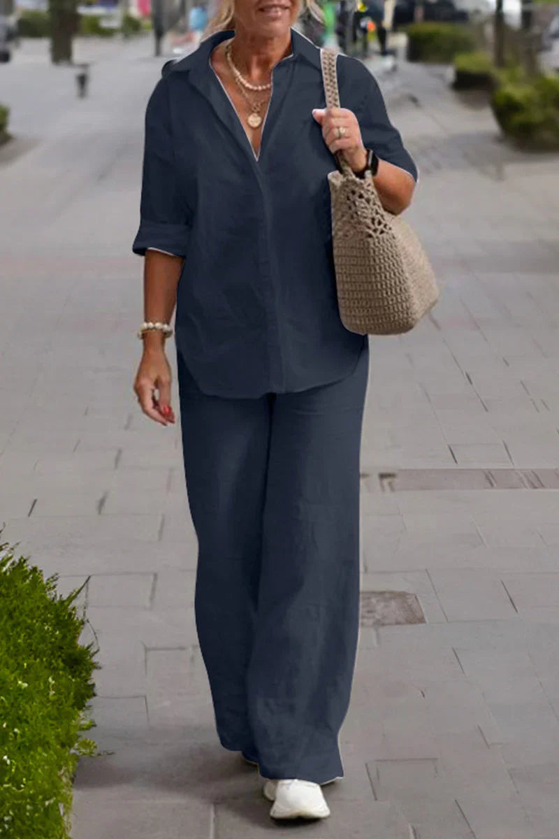 Emily - Relaxed Shirt & Trousers Two-Piece Set