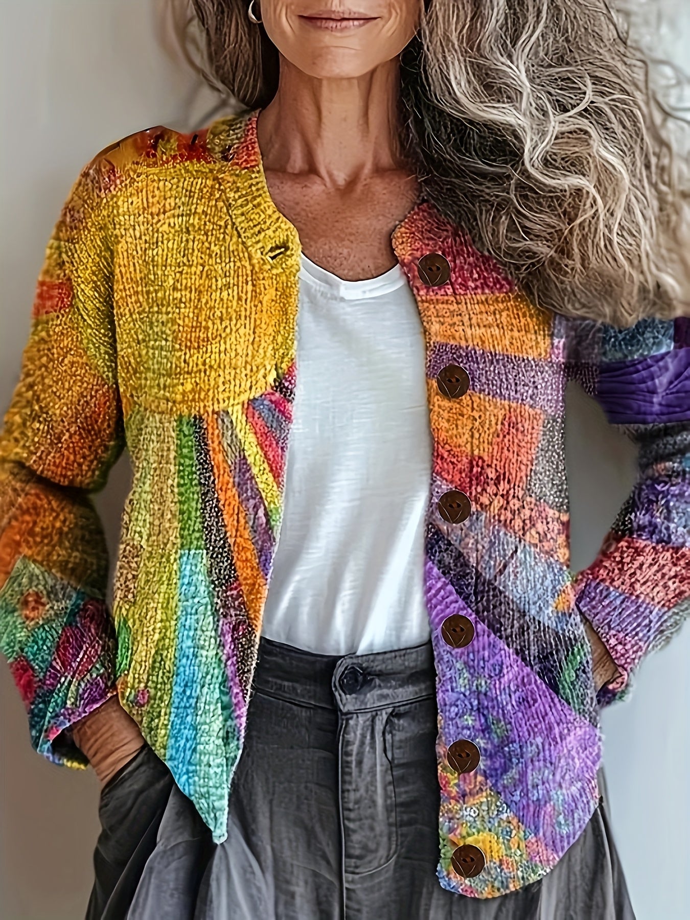 Lyra – VIBRANT 3D RAINBOW FLORAL CARDIGAN