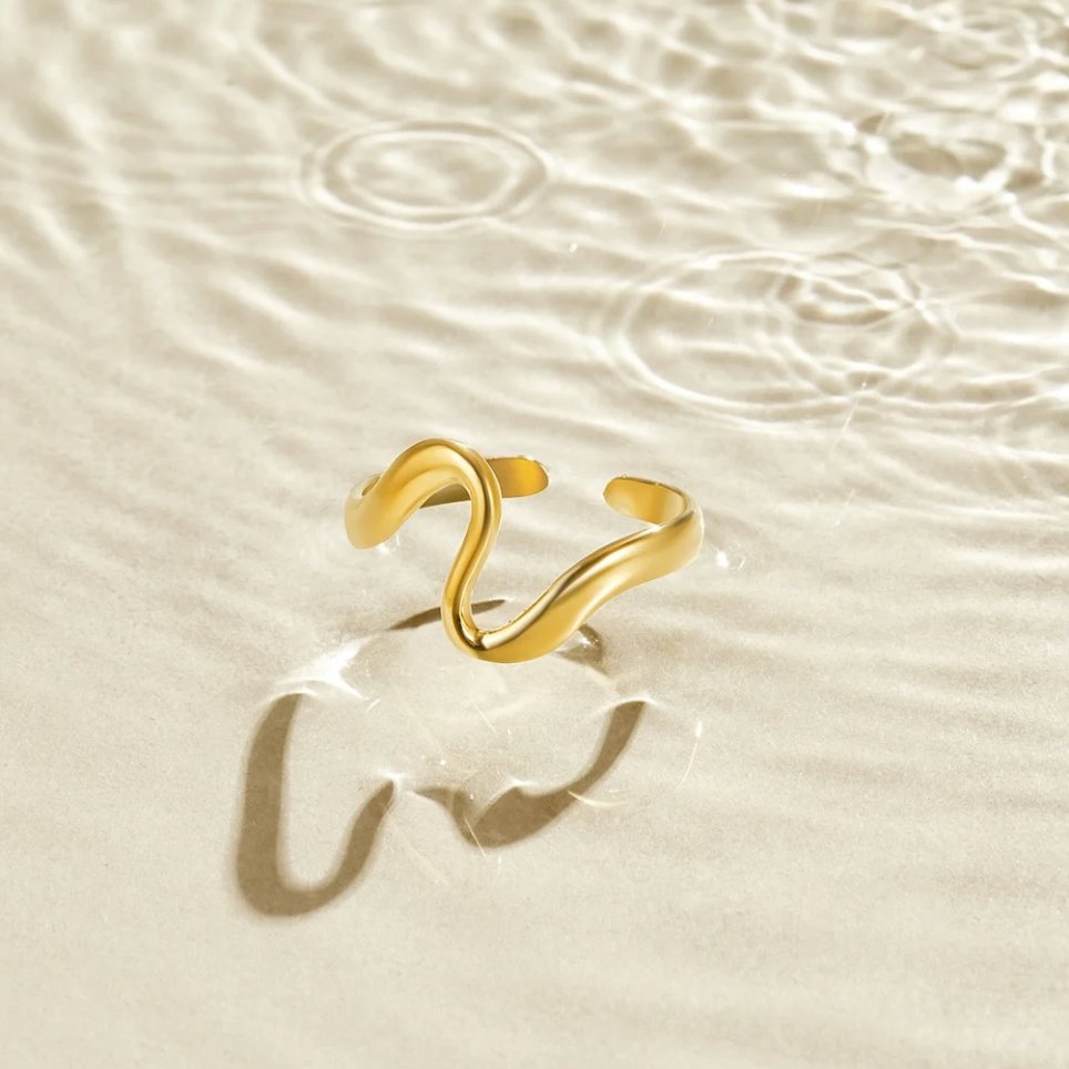 Golden wave ring