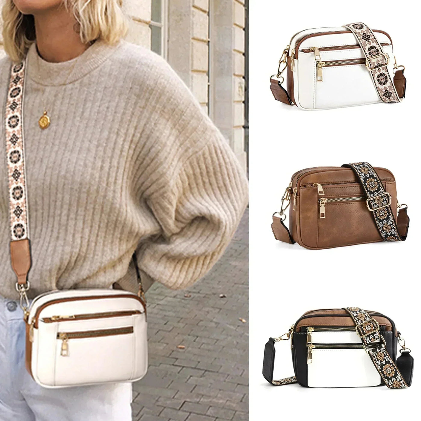 Olivia - Adjustable Colorful Strap Crossbody Bag