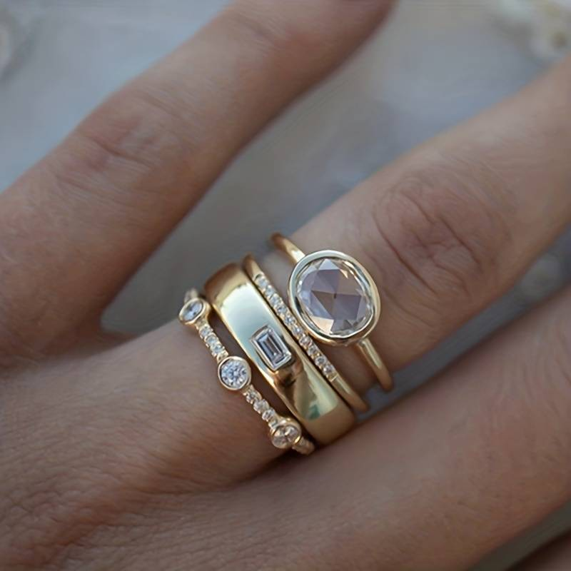 Vintage Gold and Zirconia Rings Set