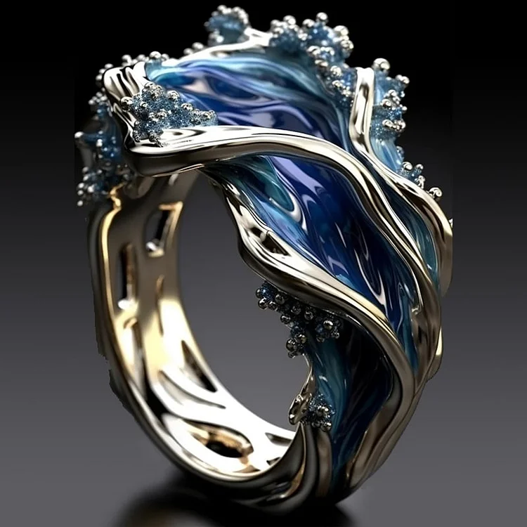 Vintage Gold Ocean Wave Ring