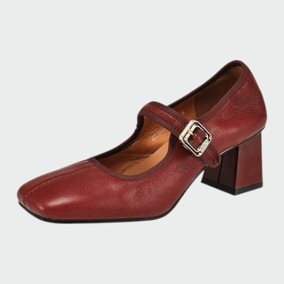 Hailey - Block-Heel Buckle Mary Jane Shoes