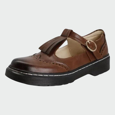 Aliana - Elegant T-Bar Leather Shoes