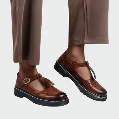 Aliana - Elegant T-Bar Leather Shoes