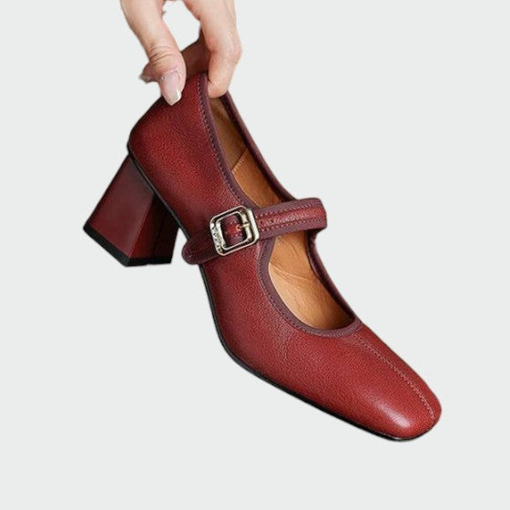 Hailey - Block-Heel Buckle Mary Jane Shoes