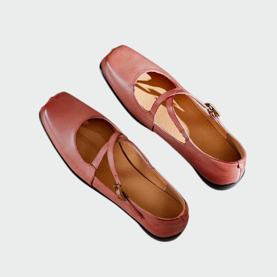 Elaine - Square-Toe Cross-Strap Mary Jane Shoes