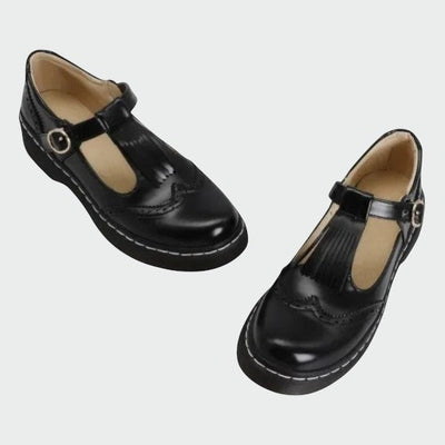 Aliana - Elegant T-Bar Leather Shoes
