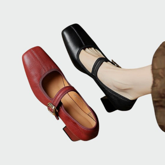 Hailey - Block-Heel Buckle Mary Jane Shoes