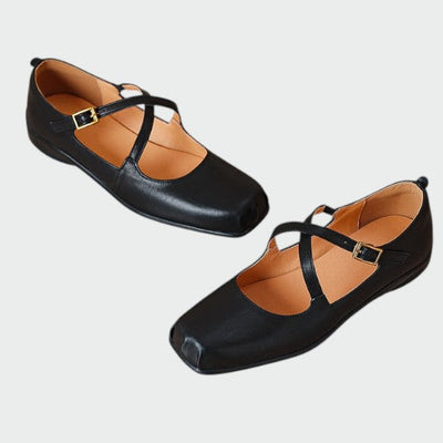 Elaine - Square-Toe Cross-Strap Mary Jane Shoes