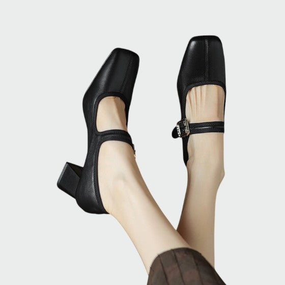 Hailey - Block-Heel Buckle Mary Jane Shoes