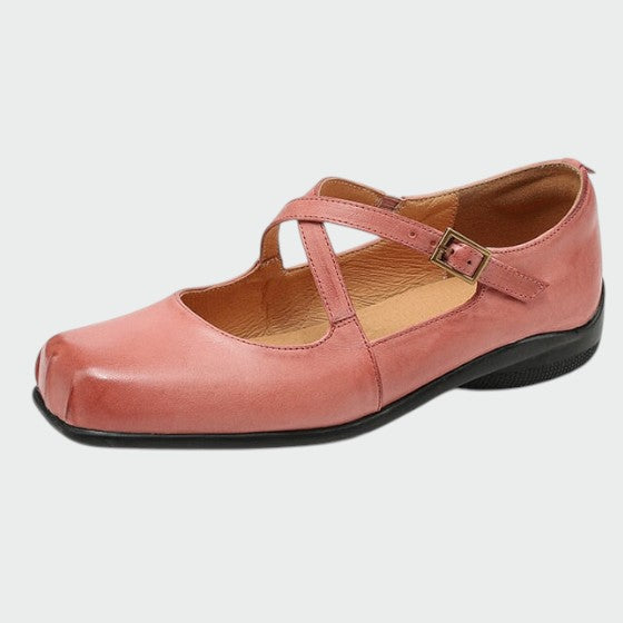 Elaine - Square-Toe Cross-Strap Mary Jane Shoes