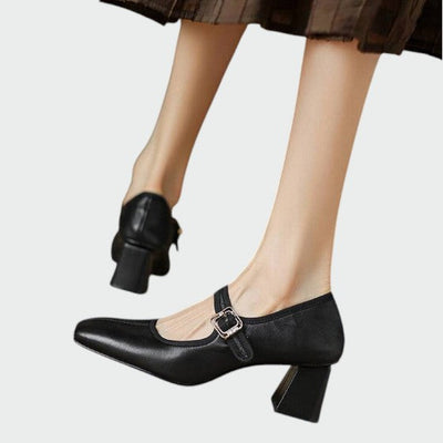 Hailey - Block-Heel Buckle Mary Jane Shoes