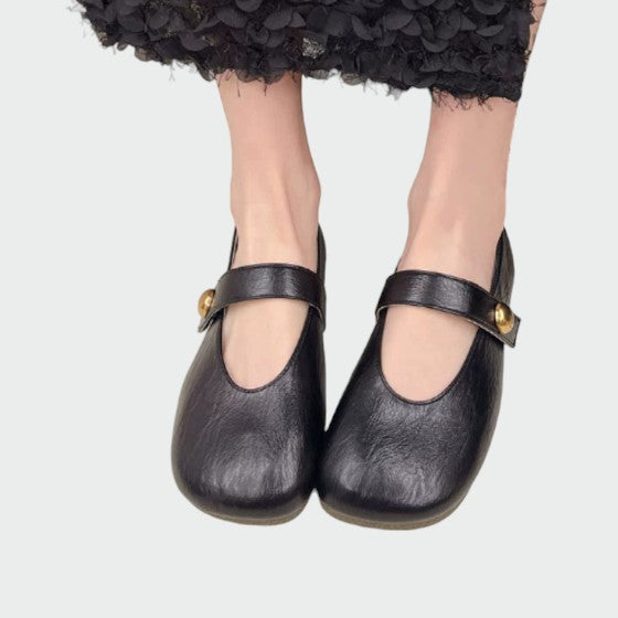 Sherry - Round-Toe Button Mary Jane Shoes