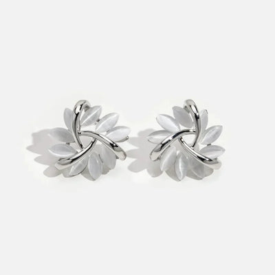 Circle earrings with opal petals in gold