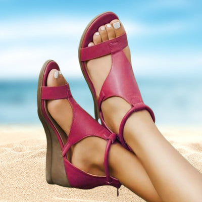 ANNE - Orthopedic leather sandals with heel