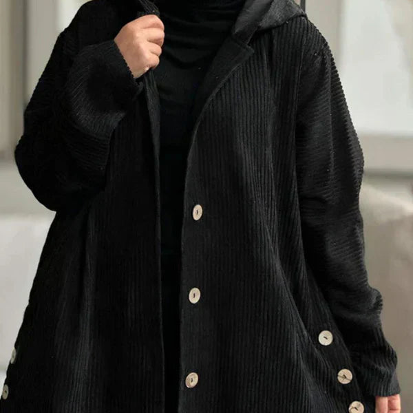 Anna - Hooded Ribbed Coat