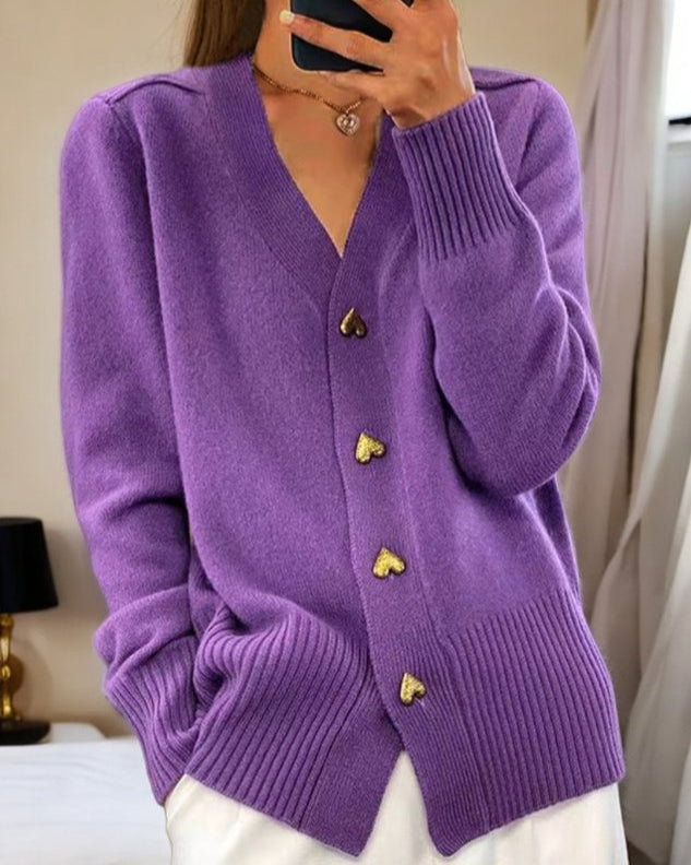 Diede - Cardigan with Heart-Shaped Buttons