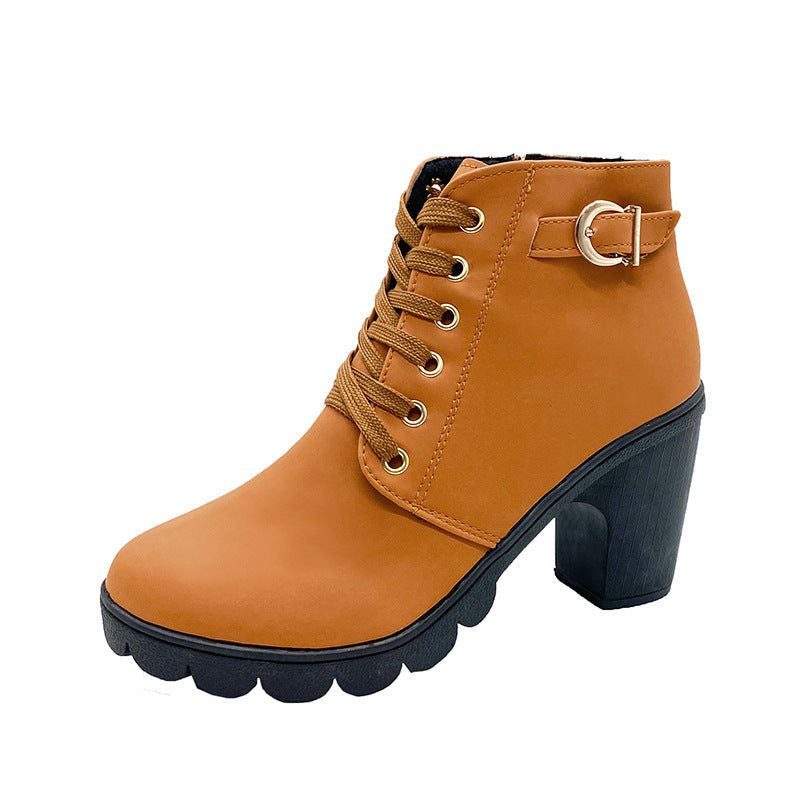 Stride - Block Heel Boots with Stylish & Thick Sole Design