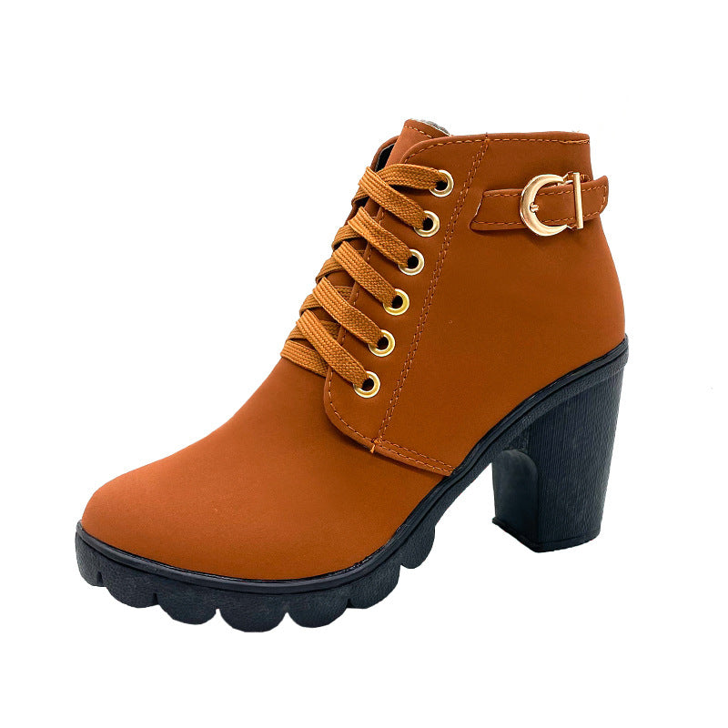 Stride - Block Heel Boots with Stylish & Thick Sole Design