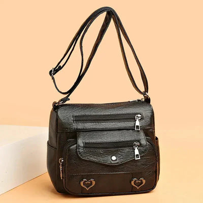 Zoe - Trendy Heart Accent Crossbody Bag