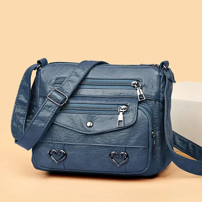 Zoe - Trendy Heart Accent Crossbody Bag