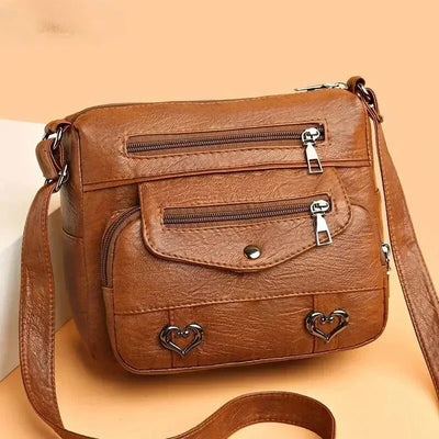Zoe - Trendy Heart Accent Crossbody Bag