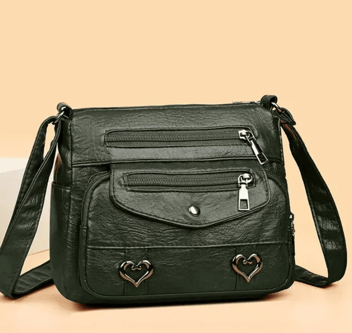 Zoe - Trendy Heart Accent Crossbody Bag