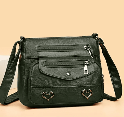 Zoe - Trendy Heart Accent Crossbody Bag